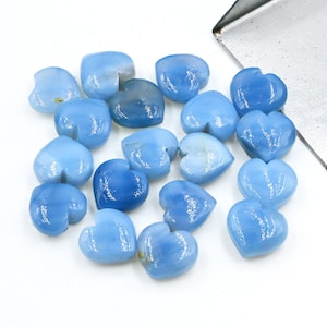 Briolette a forma di cuore di opale blu AAA, perline di pietre preziose a forma di cuore di opale naturale, perline sciolte intagliate a mano, perline di cuore di opale blu 12MM