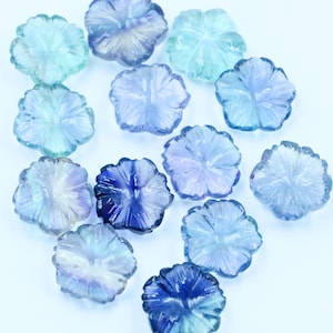 Natürliche Regenbogen Fluorit geschnitzte Blume, Multi Fluorit Blume Edelstein für die Schmuckherstellung Hand geschnitzt Edelstein Blume Anhänger 15 MM VERKAUF GESCHENK
