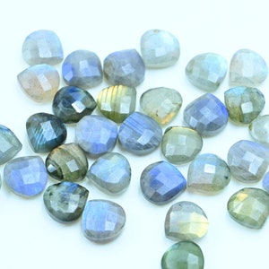 AAA Labradorite Heart Shape Briolettes, Natural Labradorite Faceted Heart Shape Gemstone Beads, Loose Hand Carved Beads, Heart Beads 10MM