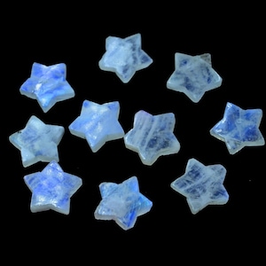 AAA Rainbow Moonstone Star Briolettes: 15mm Carved Gemstone Beads
