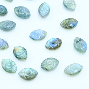 AAA Labradorite Smooth Evil Eye Marquise Carved Briolettes, Natural Labradorite Eye Gemstone Beads, Loose Hand Carved Beads, 12x8MM SALE