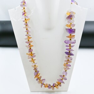 Raw Ametrine Nugget Beads: Unpolished Crystal, 4 Inch Strand