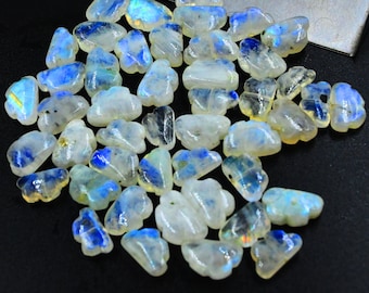 Flashy Rainbow Moonstone Cloud Cloud Shape Gemstone, Smooth Hand Carved Gemstone, Carving Gemstone Cloud Beads, Carved CrystalCharms 12-15MM