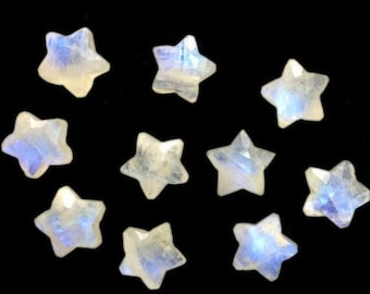 AAA Rainbow Moonstone Smooth Star Carved Briolettes, Natural Moonstone Star Shape Gemstone Beads, Loose Hand Carved Beads Carving, 8-10MM