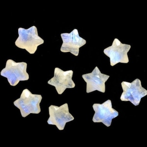 Rainbow Moonstone Star Briolettes: Hand Carved Gemstone Beads (8-10MM)