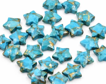 AAA Copper Turquoise Stone Star shape Gemstone, Smooth Hand Carved Star Beads for Jewelry, AAA Copper Star Briolette, Healing Crystals 10MM