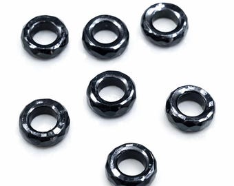 Gefacetteerde zwarte onyx donutkralen, AAA-kwaliteit, 10 mm