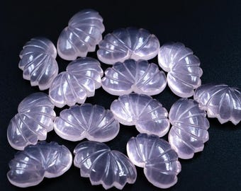 1 pieza, cuentas sueltas de cuarzo rosa natural talladas en forma de loto, piedra preciosa de cuarzo rosa natural, piedra para la fabricación de joyas para mujeres, 13 x 20 mm