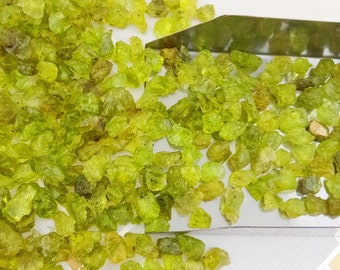 25 Raw Peridot Crystals: Natural Green Gemstone Rocks (5-8 MM)