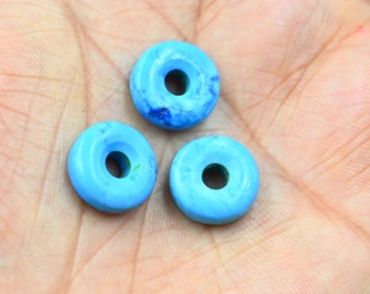 1,2,3Pieces Natural Carved Turquoise Donut Gemstone Beads, 14mm Boho Crystal Jewelry Hand-Carved Gemstone