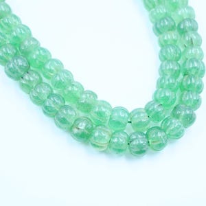 10 Pieces Strawberry Quartz Carved Melon Rondelle Shape Beads- Green Pumpkin Beads- Hand Carved Melon Beads- AAA Grade Carving Melon Beads