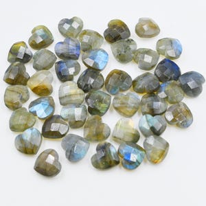 AAA Labradorite Heart Shape Briolettes, Natural Labradorite Faceted Heart Shape Gemstone Beads, Loose Hand Carved Beads, Heart Beads 10MM