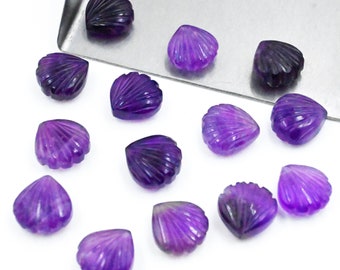 AAA Purple Amethyt Shell Shape Briolettes, Natural Amethyst Shell Shape Gemstone Beads, Hand Carved Beads, Quartz Carving Beads, 12MM~SALE