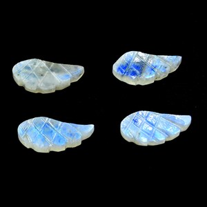 1 Pieces AAA Quality Natural Rainbow Moonstone Wings Shape Gemstone Beads, Moonstone Loose Jewelry Making Beads, Blue Wings Beads, 20x10MM