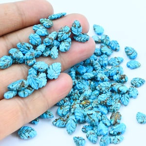 Copper Turquoise Carved Leaf Gemstone: AAA Quality (4x5 to 5x7 MM)