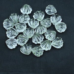 Crystal Quartz Shell Beads: Hand Carved Gemstone Carvings, 12mm