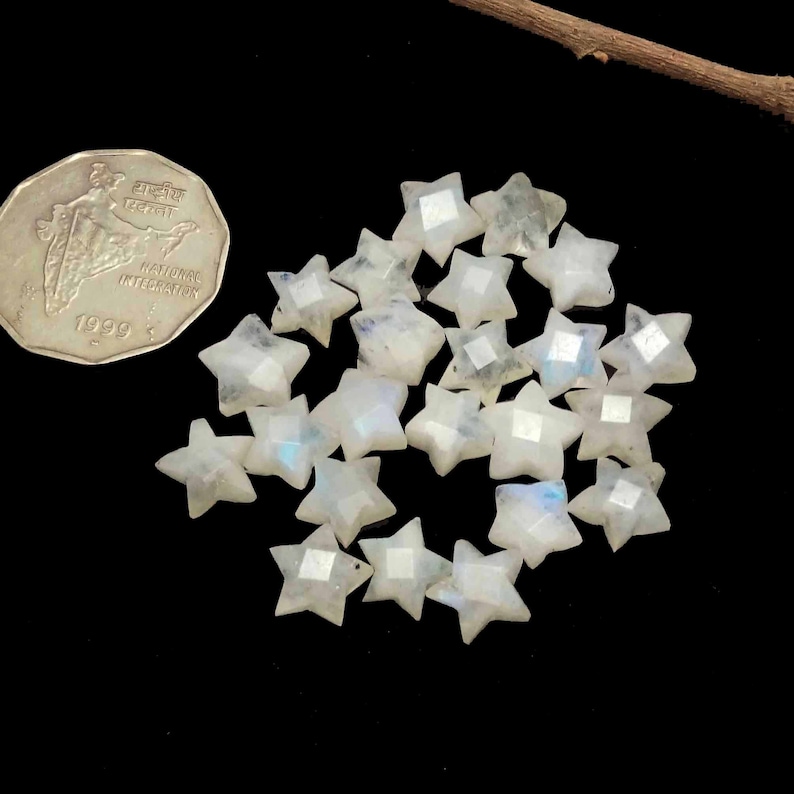 234 Pcs natural AAA rainbow moonstone star carved Gems image 5