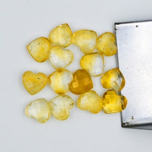 AAA Citrin Herzform Brioletten, Natürliche Gelbe Citrin Facettierte Herzform Edelstein Perlen, Lose Hand geschnitzte Perlen, Herz Perlen 10 MM