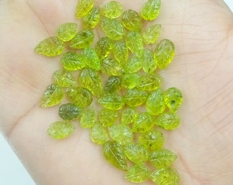 2,3,4,5 Pcs Natural Peridot Carved Leaf Gemstone, Wholesale Peridot Leaf Carving Gemstone, 4x5 to 5x6 mm Approx, Peridot Leaf Semi Precious