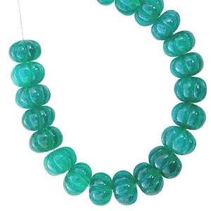 10 Pieces Green Onyx Carved Melon Rondelle Shape Beads- Green Onyx Pumpkin Beads- Hand Carved Melon Beads- AAA Grade Carving Melon Beads
