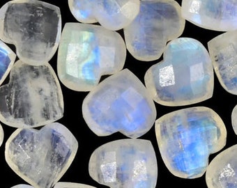 2,3,4,5 Pcs Rainbow Moonstone Faceted Carved Heart Gemstone, Rainbow Moonstone Jewelry Heart, Wholesale Rainbow Moonstone Making Earring,