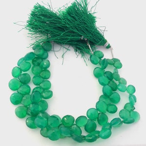 1 Str. Natural Green Onyx Faceted Heart Shape Loose  Beads, Green Onyx  Beads, Handmade Green Onyx Beads, Beads Supplier( CA030 )
