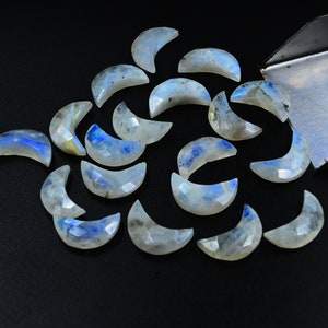 2,3,4,5 Pcs Natural Rainbow Moonstone Faceted Carved Moon Shape Gemstone, 7x18MM Wholesale Rainbow Moonstone Hand Carved Jewelry Beads