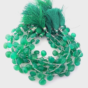 1 Str. Natural Green Onyx Faceted Heart Shape Loose  Beads, Green Onyx  Beads, Handmade Green Onyx Beads, Beads Supplier( CA038 )