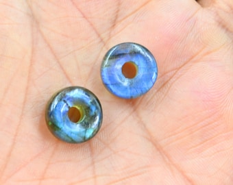 1,2,3Pieces Natural AAA Labradorite Carved Donut Gemstone Beads, 14MM Minimal Crystal Spiritual Jewelry