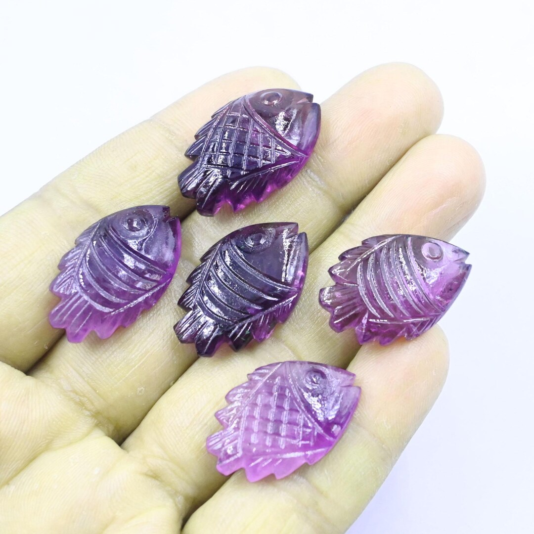 1 Pcs Top Quality Purple Amethyst Fish Beads, Purple Carved Beads ...