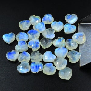 AAA Rainbow Moonstone Heart Shape Briolettes, Natural Moonstone Faceted Heart Shape Gemstone Beads, Loose Hand Carved Bead, Heart Beads 10MM