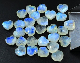 AAA Rainbow Moonstone Heart Shape Briolettes, Natural Moonstone Faceted Heart Shape Gemstone Beads, Loose Hand Carved Bead, Heart Beads 10MM