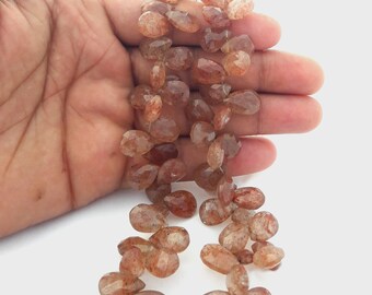 Natural Cherry Quartz Faceted Pear Beads, 8 Inch Strand