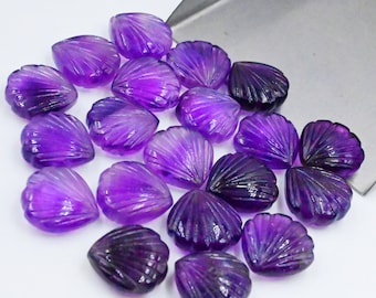 AAA Amethyst Shell Shape Briolettes, Natural Purple Amethyst Shell Shape Gemstone Beads, Hand Carved Beads, Quartz Carving Beads, 16MM~SALE