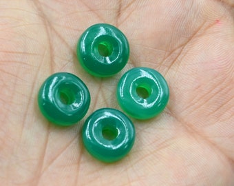 AAA Quality Natural Green Onyx Carved Donut Shape Gemstone Beads, Green Onyx Donut Beads, Green Donut Lovely Beads Gemstone, 14MM SALE