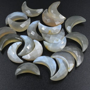 2,3,4,5 Pieces Natural Grey Moonstone Faceted Carved Moon Shape Gemstone, 7x18MM Wholesale Hand Carved Moons Gemstone Supplier Beads SALE