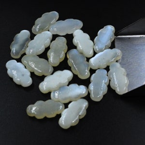1 pcs AAA Quality Natural White Moonstone Plain Cloud Shape Gemstone Beads, Moonstone Plain Cloud Beads, Hand Carved Moonstone, 22x10MM