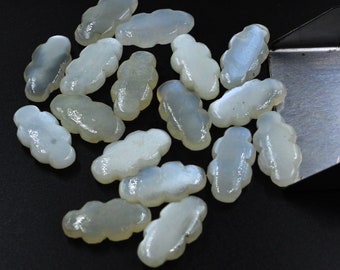 AAA grijze maansteen wolkvorm edelsteen, gladde handgesneden edelsteen, gesneden edelsteen wolkkralen, gesneden kristallen bedels wolk 20 x 10 MM