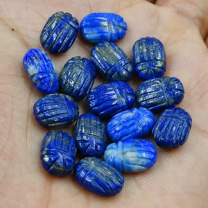 Top Quality Lapis Lazuli Scarab Beads, Lapis Carved Beads, Loose Lapis Scarab Shape Gemstone Beads, Blue Scarab Lapis Gemstone, 14x10MM