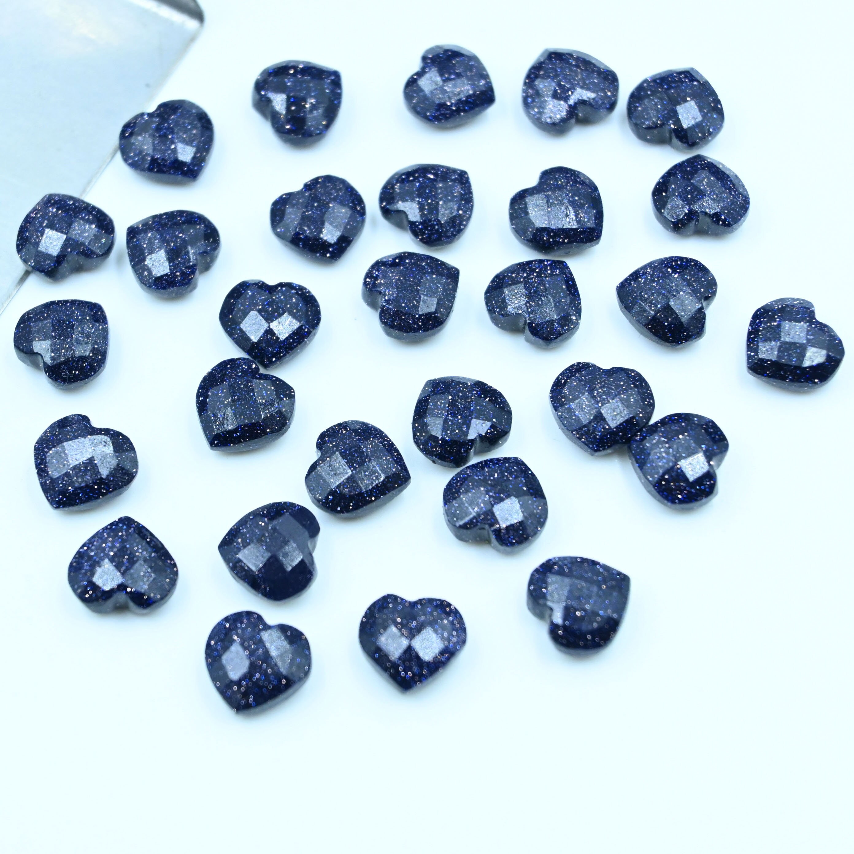 AAA Quality Natural Blue Sunstone Faceted Heart Carved Gemstone Beads, Sunstone Hand Carved Gemstone Beads, Sunstone Heart Beads, 10MM SALE