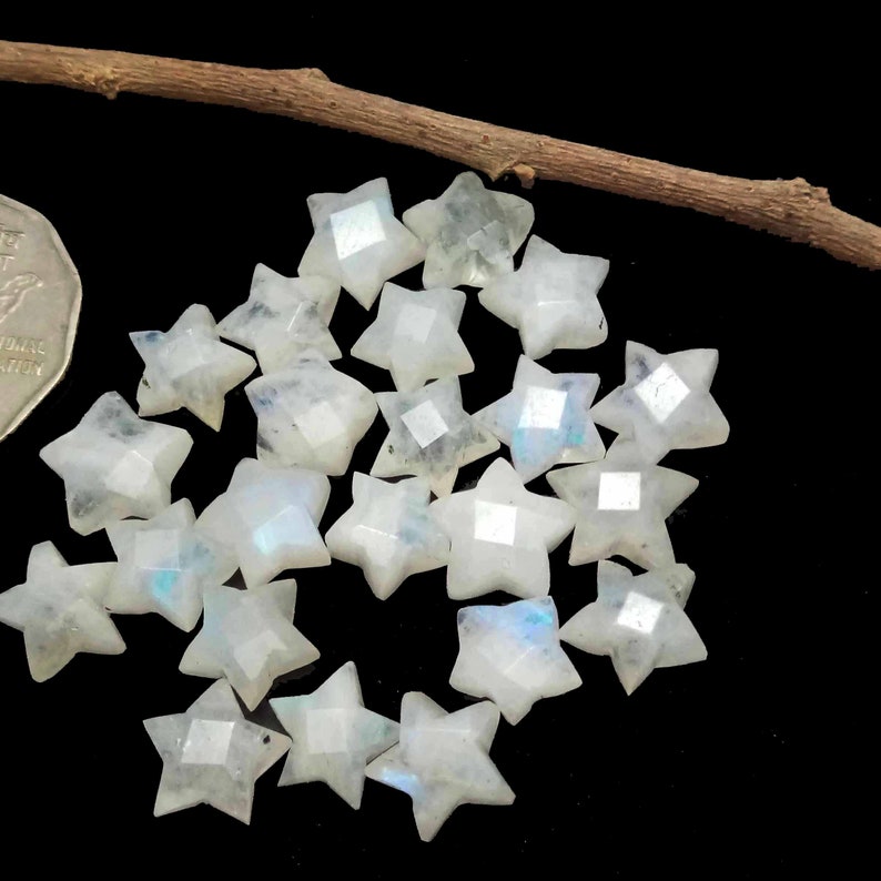 234 Pcs natural AAA rainbow moonstone star carved Gems image 3