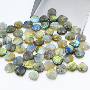 AAA Flashly Labradorite Shell Shape Briolettes, Natural Great Shell Shape Gemstone Beads, Hand Carved Beads, Quartz Carving Beads, 12MM~SALE