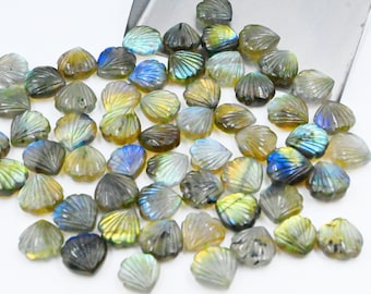 AAA Flashly Labradorite Shell Shape Briolettes, Natural Great Shell Shape Gemstone Beads, Hand Carved Beads, Quartz Carving Beads, 12MM~SALE