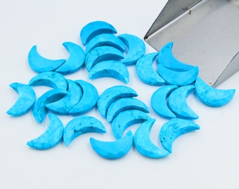 AAA Turquoise Moon shape Gemstone, Faceted Hand Carved Crescent Moon Beads for Jewelry Making, Healing Crystal, Moon Carved Gemstone 18MM