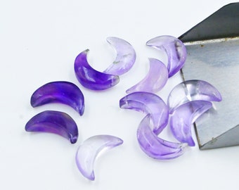 Natural Amethyst Moon shape Gemstone, Smooth Hand Carved Crescent Moon Beads for Jewelry Making, Healing Crystals, Moon Carved Gemstone 16MM