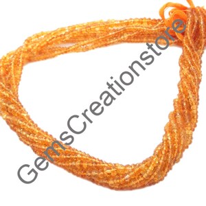 Natural Yellow Citrine Faceted Rondelle Gemstone Beads - 13 Inch Strand