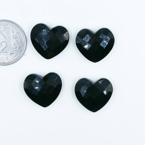 AAA Black Onyx Heart Shape Briolettes, Natural Onyx Faceted Heart Shape Gemstone Beads, Onyx Loose Hand Carved Beads, Heart Beads 20MM Sale