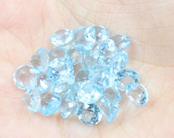 Natural Sky Blue Topaz Gemstone, 6mm Round Faceted Cut, DIY Jewelry Making, Meaningful Gift
