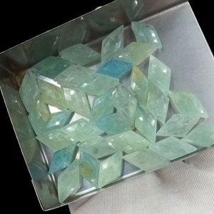 AAA Aquamarine Diamond Briolette Beads: Faceted Carved Gemstone (20x10MM)