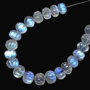 10 Pieces Rainbow Moonstone Carved Melon Rondelle Shape Beads- ColorfulPumpkin Beads- Hand Carved Melon Beads- AAA Grade Carving Melon Beads